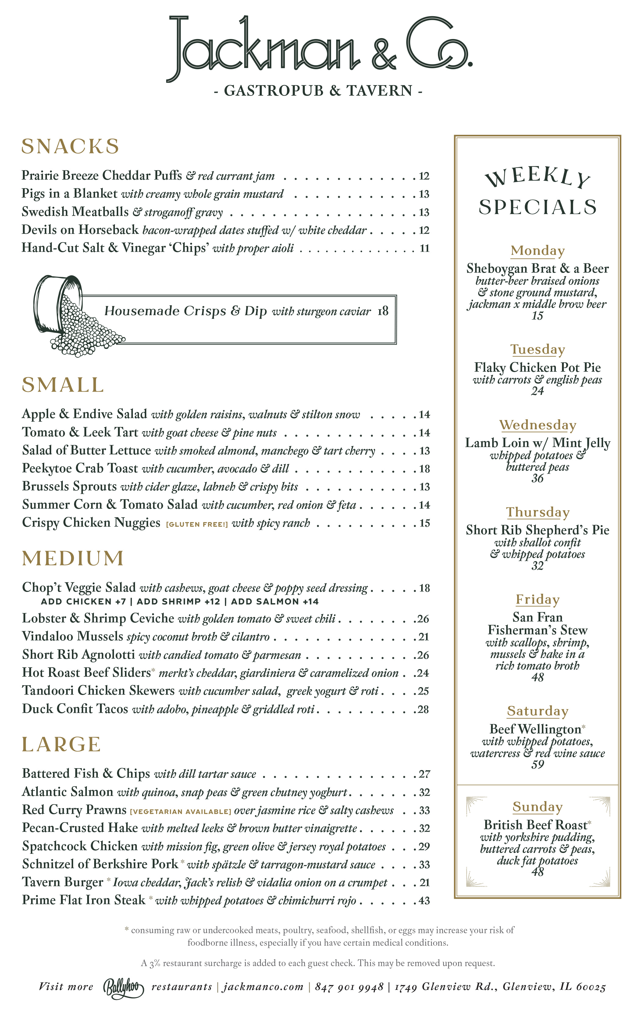 The Menu at Jackman & Co.
